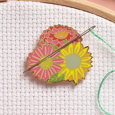 Caterpillar Cross Stitch | Needle Minder | Flowers - Image 2