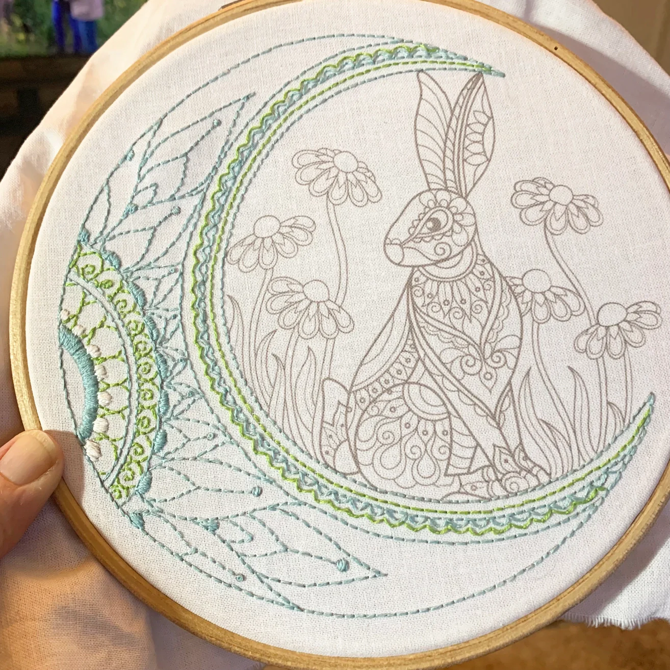 Cinnamon Stitching | Celestial Hare Embroidery kit - Image 3