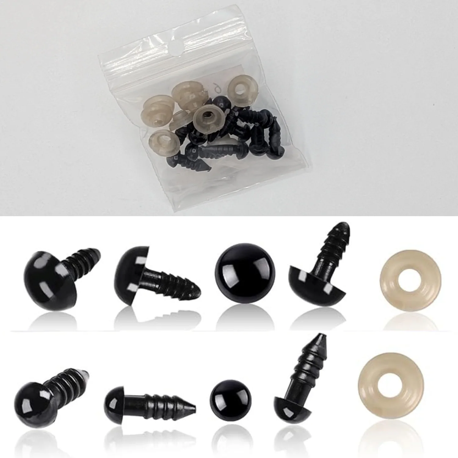 Black Safety Eyes 5 pairs | 6/ 8/ 10/ 12mm
